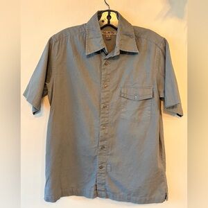 SLATE 100% Linen Men's Short-Sleeve Button-Up Shirt in Gray